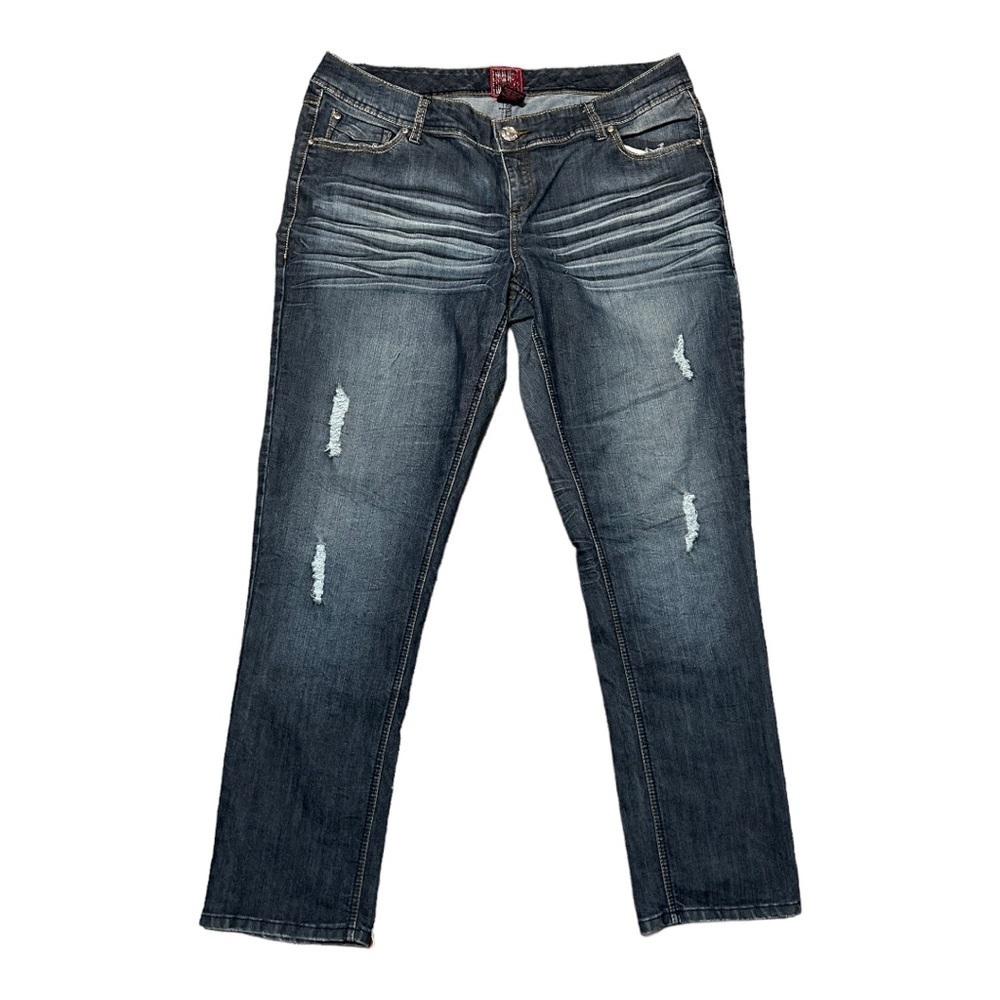 Torrid Classic-Fit Straight-Leg Distressed Jeans Plus-Size Dark Wash Denim 18